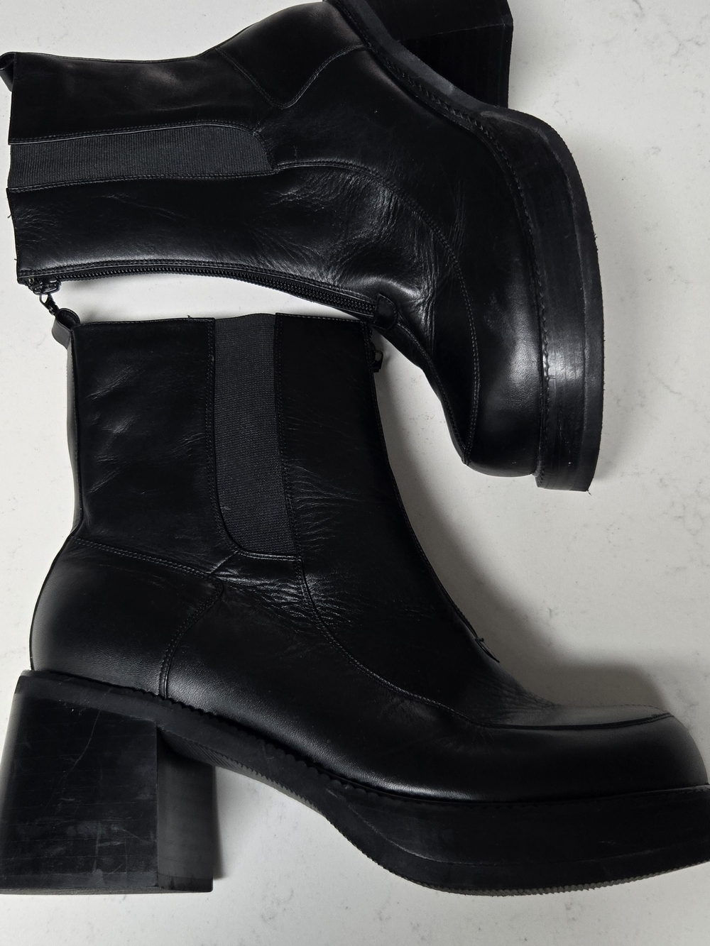 Peerage Women's Black Leather Platform Boot Size 12 WW - Picture 15 of 16